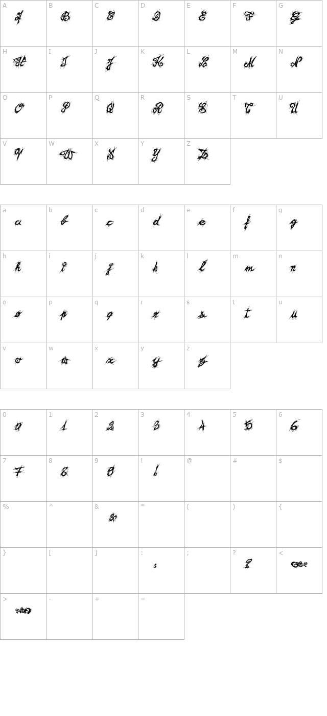 -el-font-brush- character map