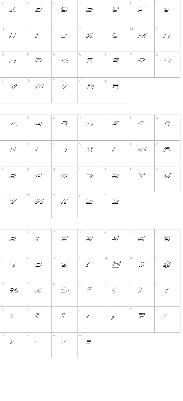 4114-blaster-3d-italic character map