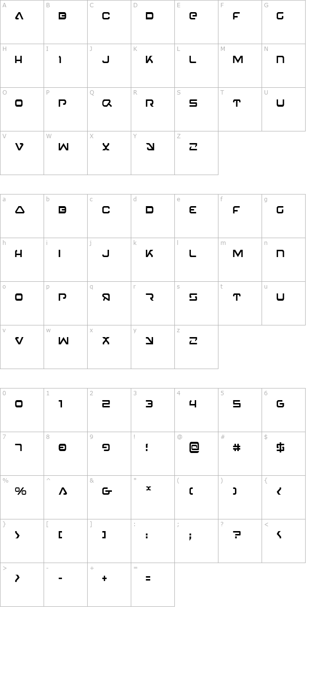 4114 Blaster Condensed character map