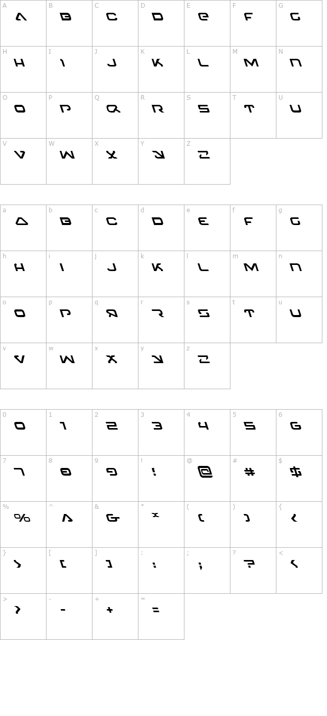 4114 Blaster Leftalic character map