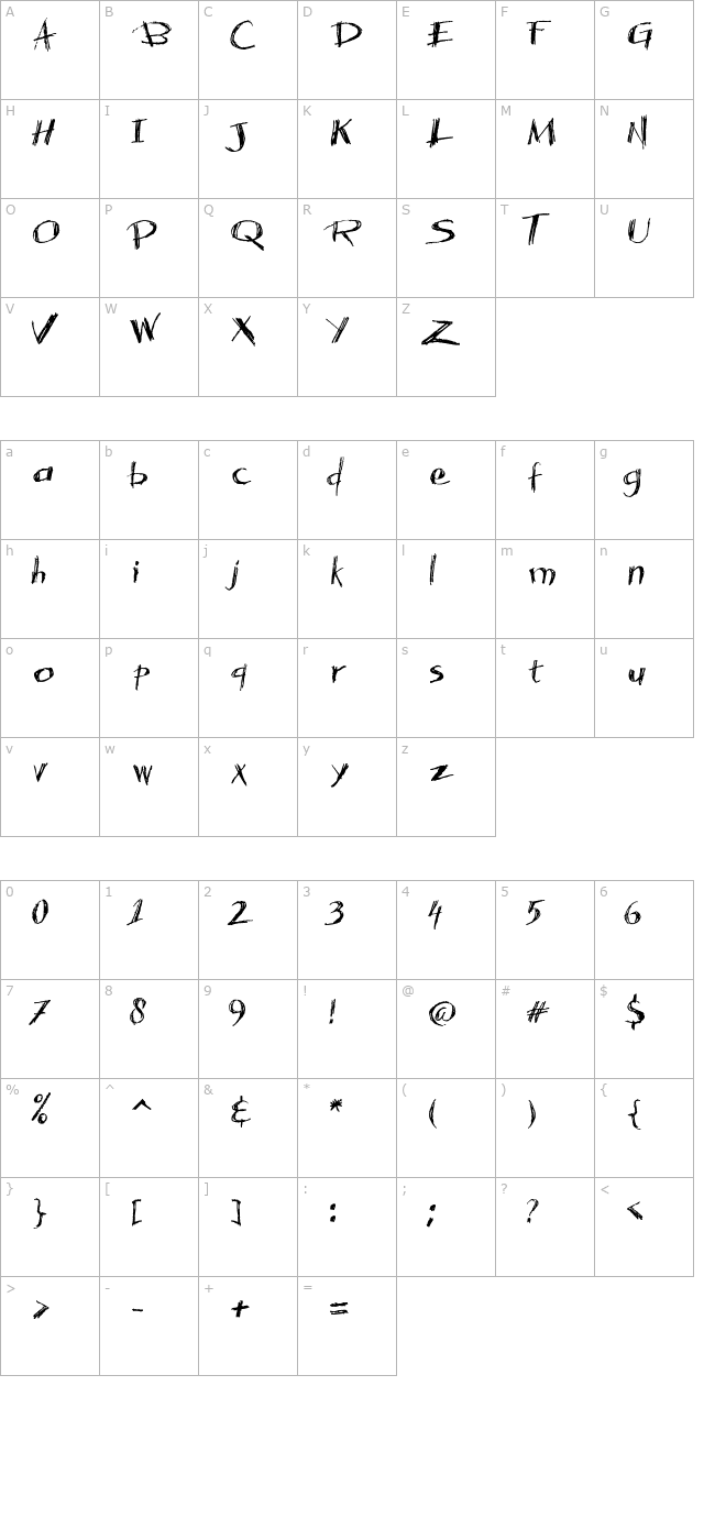 acacia-23 character map