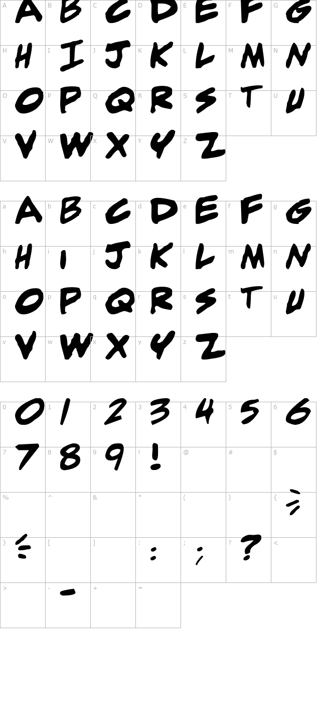 adam warren 0.2 Bold Italic character map