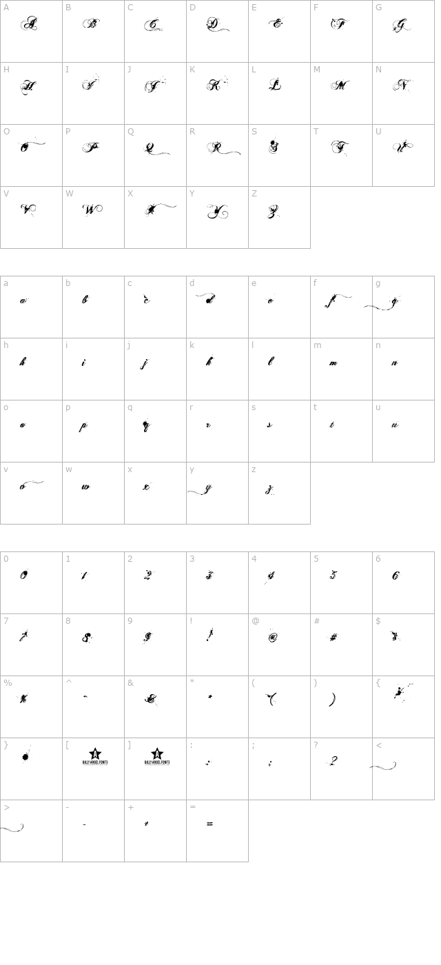 aenima-otf character map