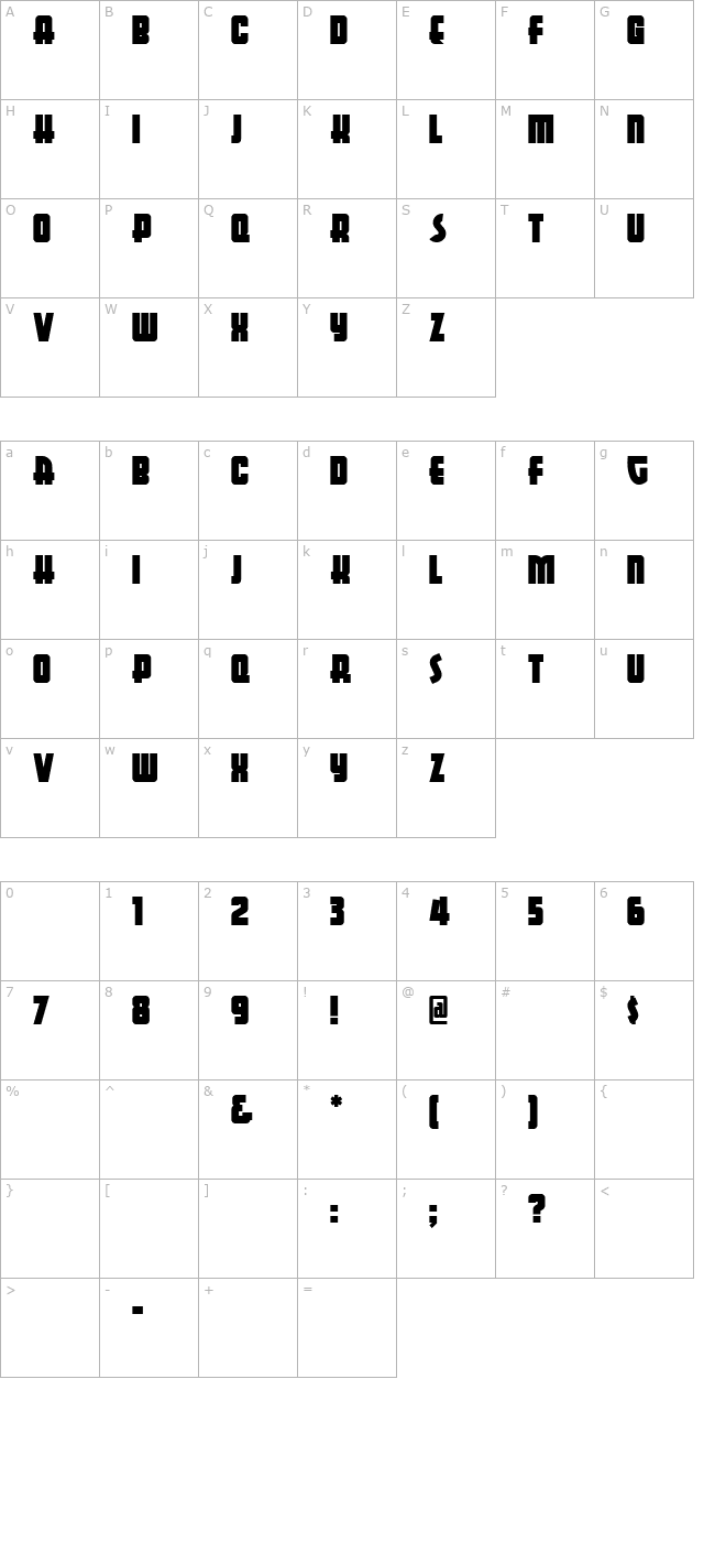 aerojones-nf character map