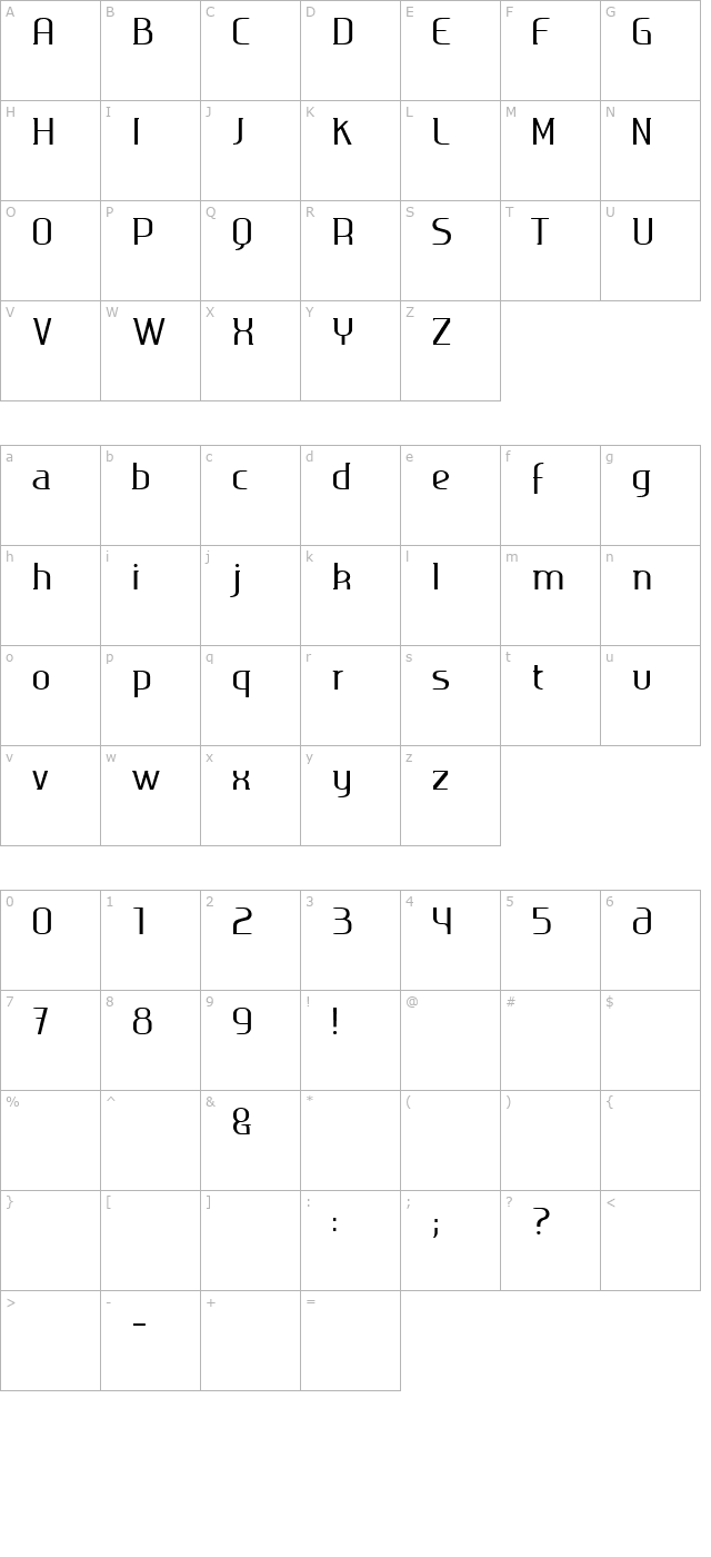 ageone-serif character map