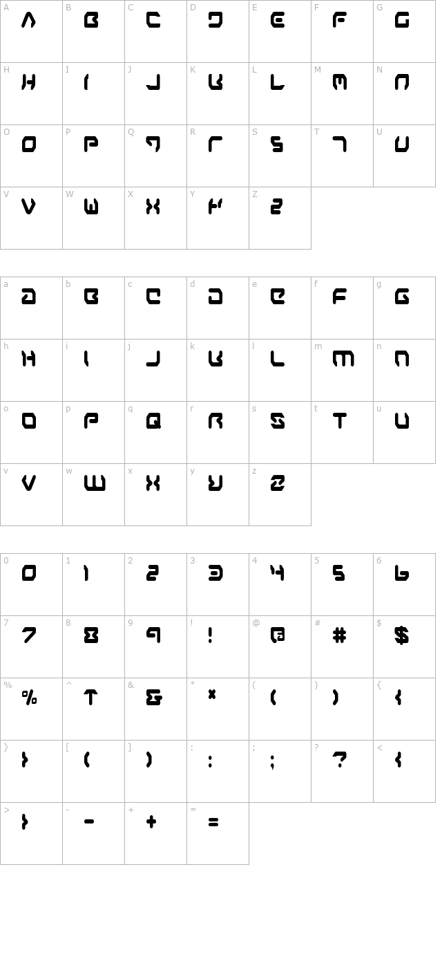 Airstrip One Condensed character map