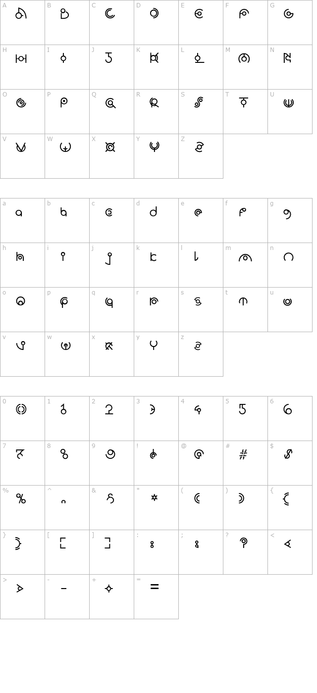 alien-lines character map