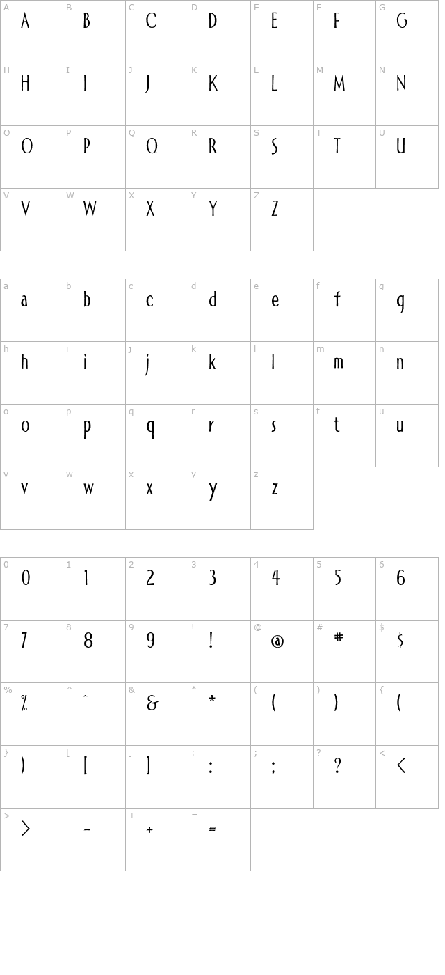 allise-otf character map