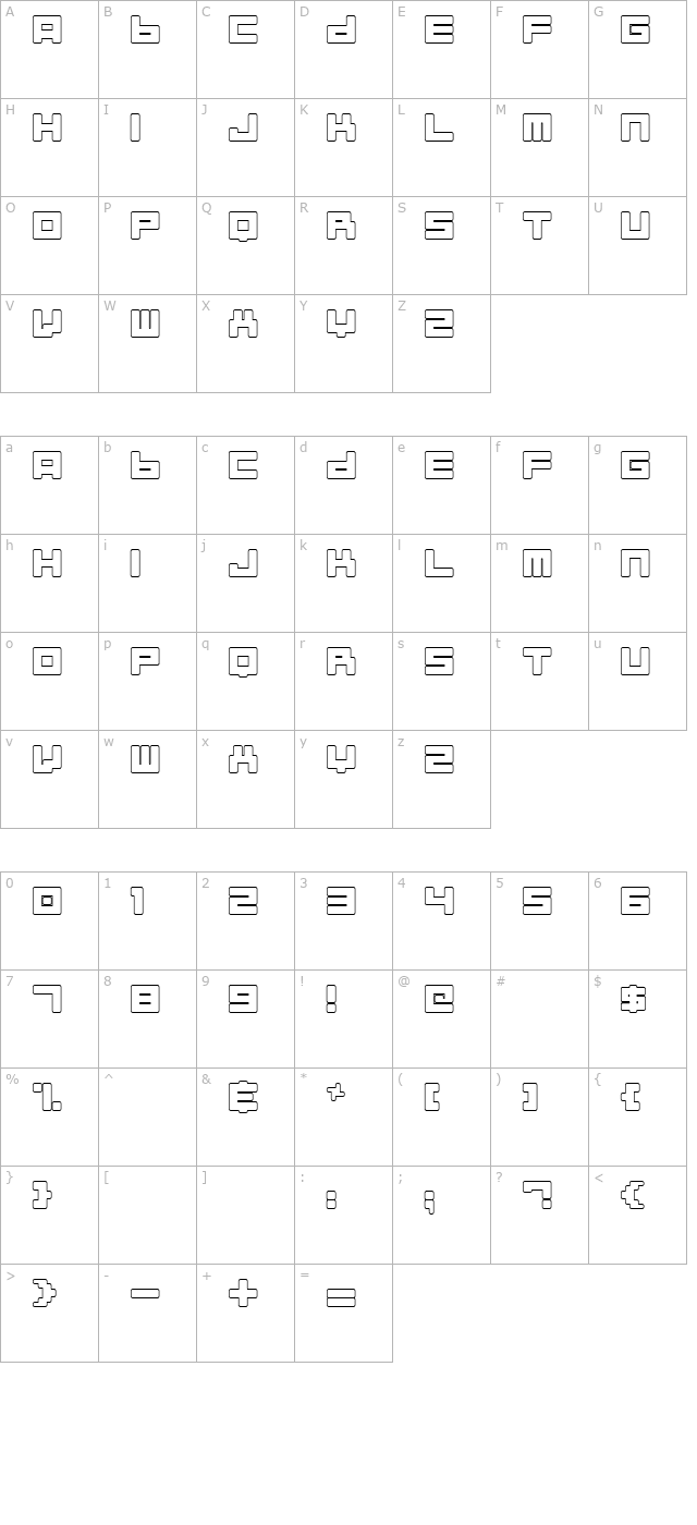 almanaque-outline character map