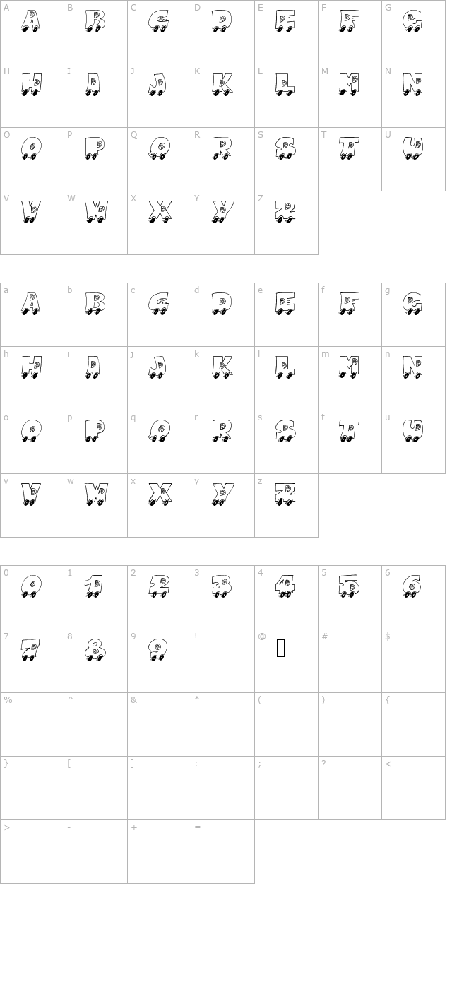 AlphaCar character map