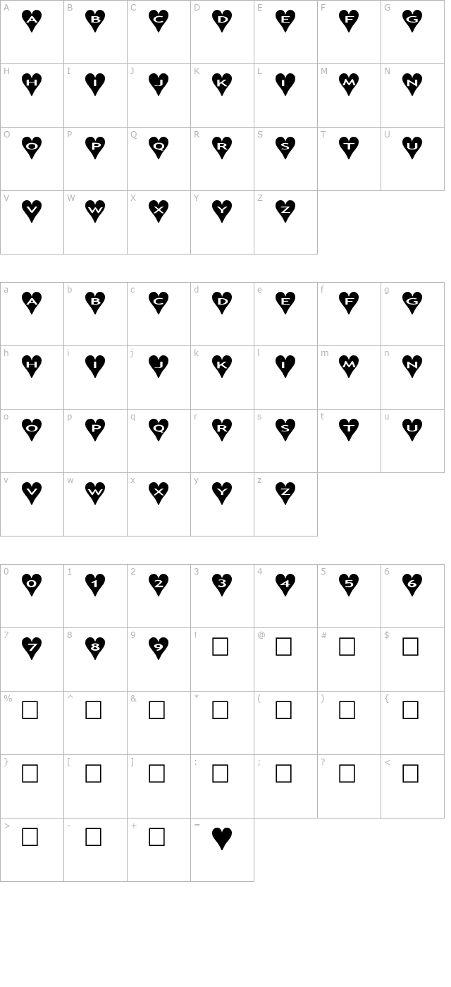 AlphaShapes hearts character map