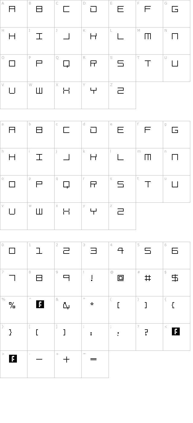 Amaya Technical Bold Regular character map