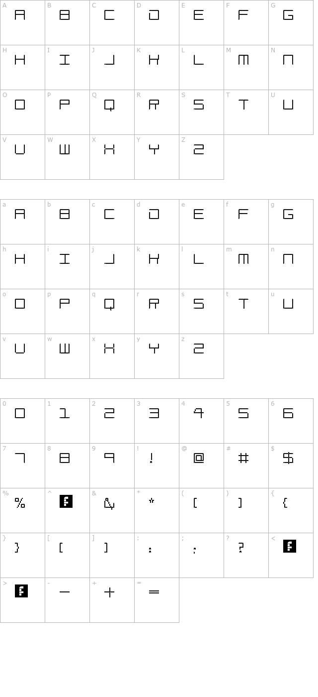 Amaya Technical Curve Regular character map