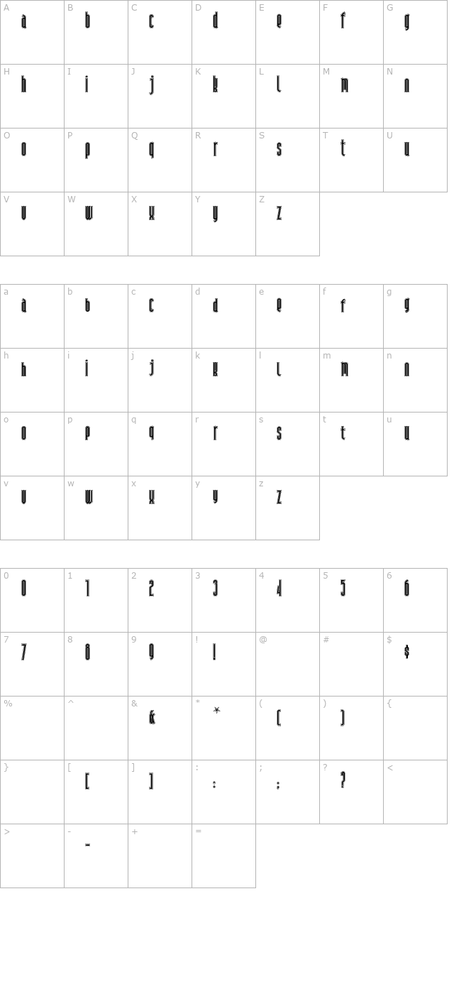 Andiron Outline character map