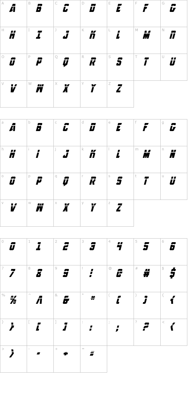 antilles-laser-italic character map