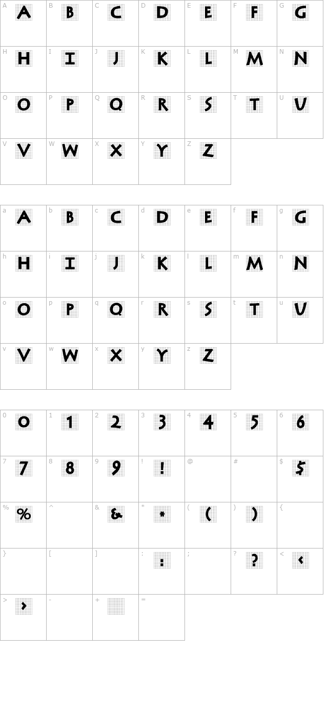 AntiquaInGrid character map