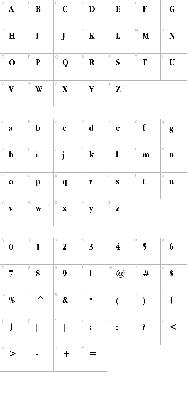 AppleGaramond Bold character map