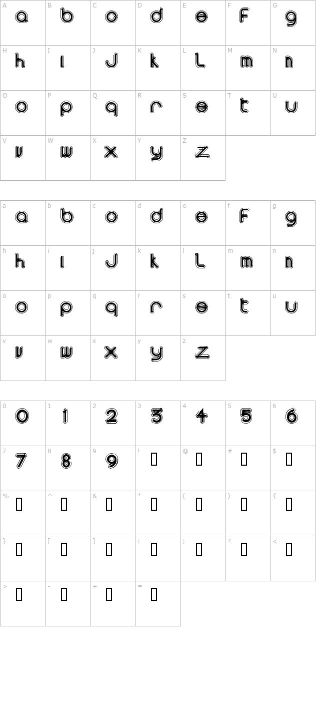 area OUTLINEe character map