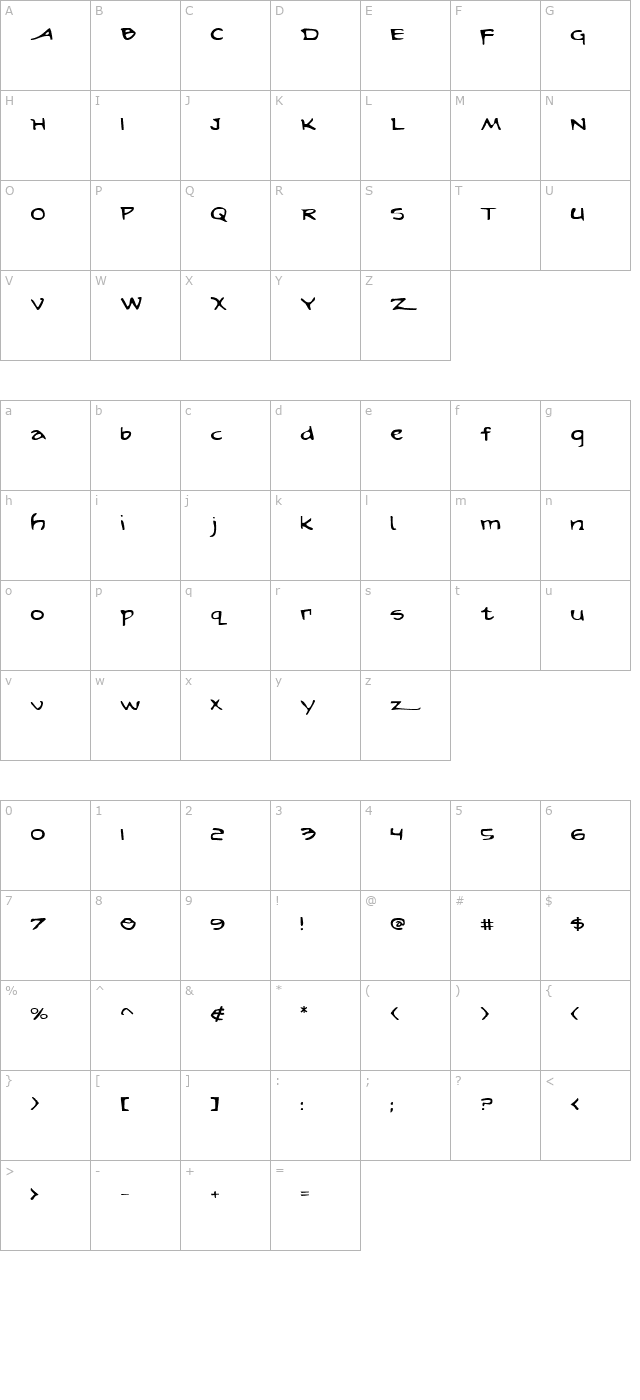 Arilon Expanded character map