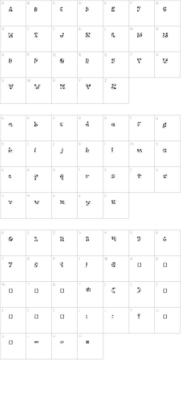 Army Beans character map