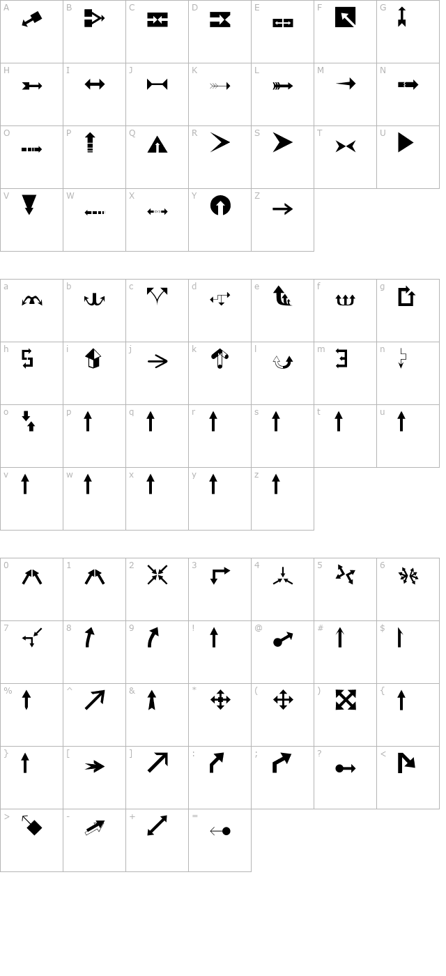 arrows1 character map