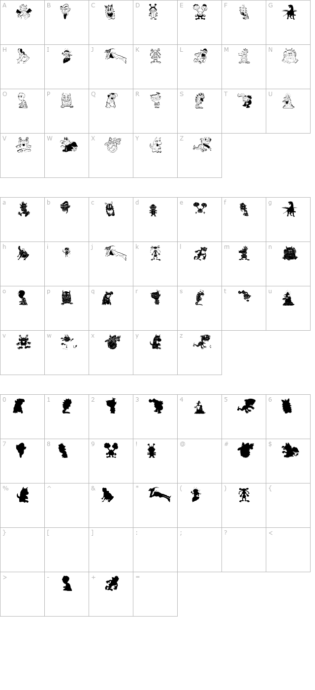 Art Monsters character map