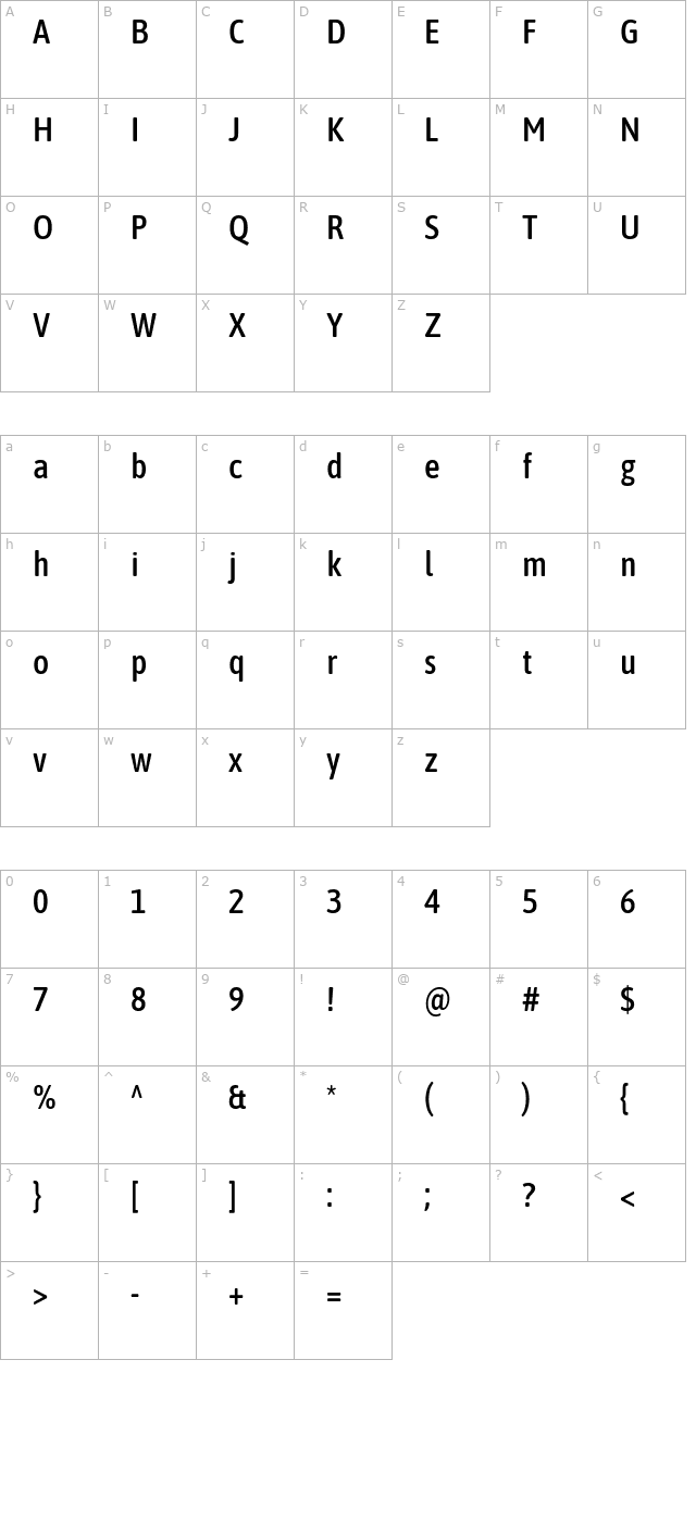 asap-condensed-medium character map