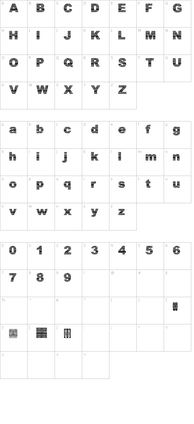 asmat-font-2007 character map