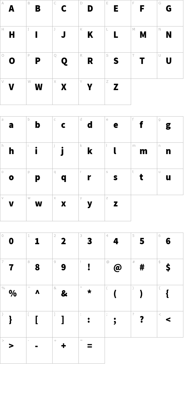 Assistant ExtraBold character map