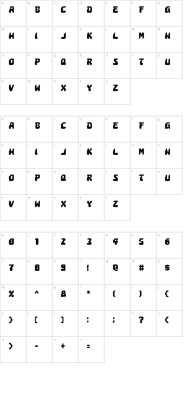 Astropolis Condensed character map