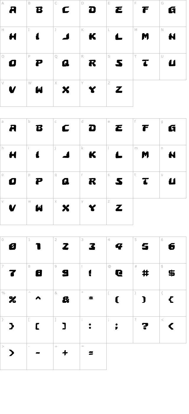 Astropolis Rough character map