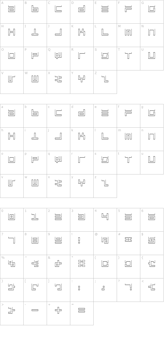 Atari 1 character map