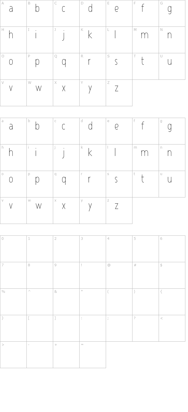 Atype 1 Light character map