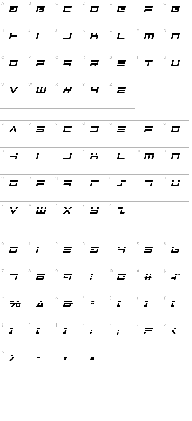 avenger-laser-italic character map