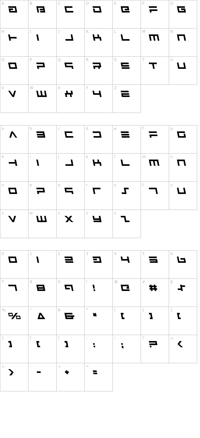 avenger-leftalic character map