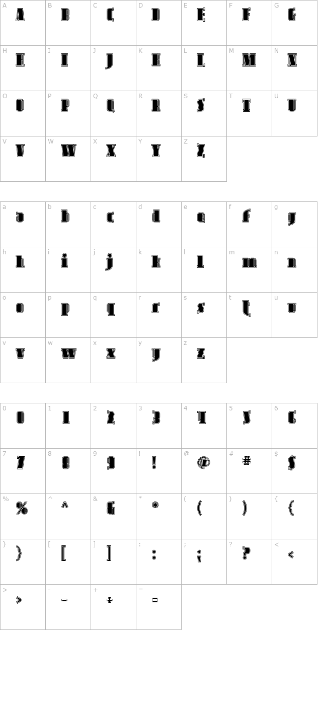 Avondale Inline character map