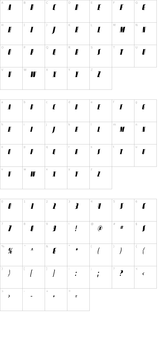 avondale-sc-cond-italic character map