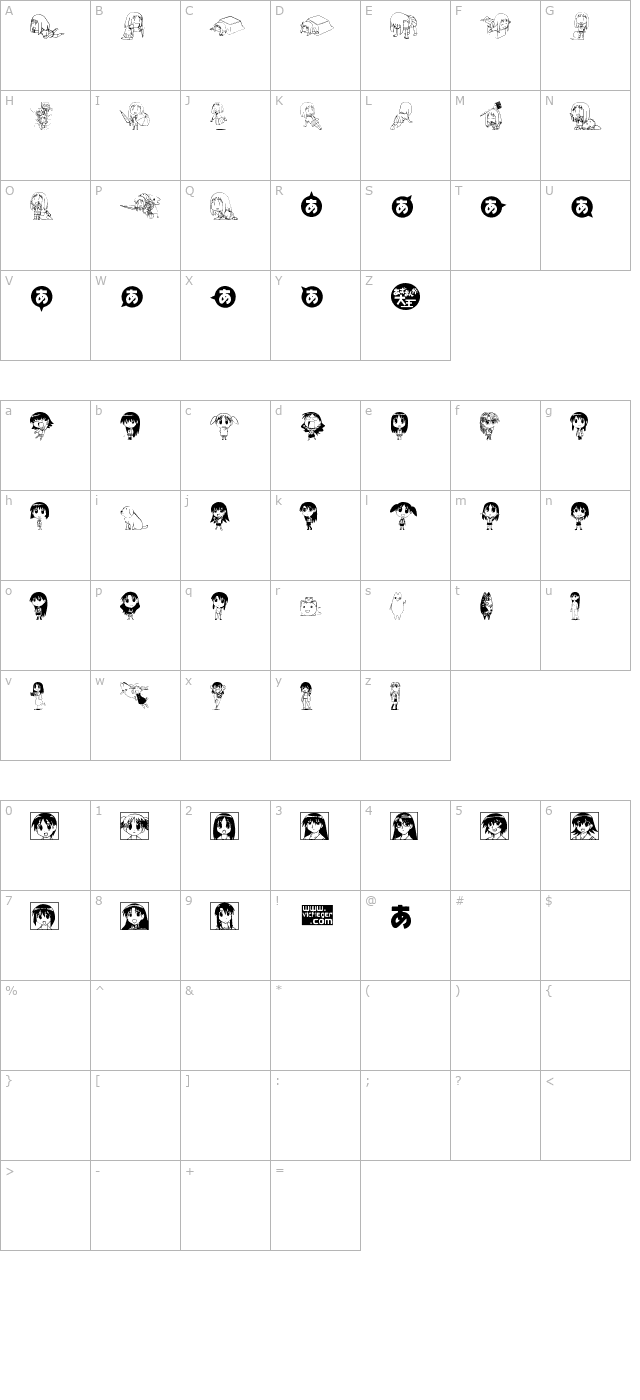 Azudings 1 character map