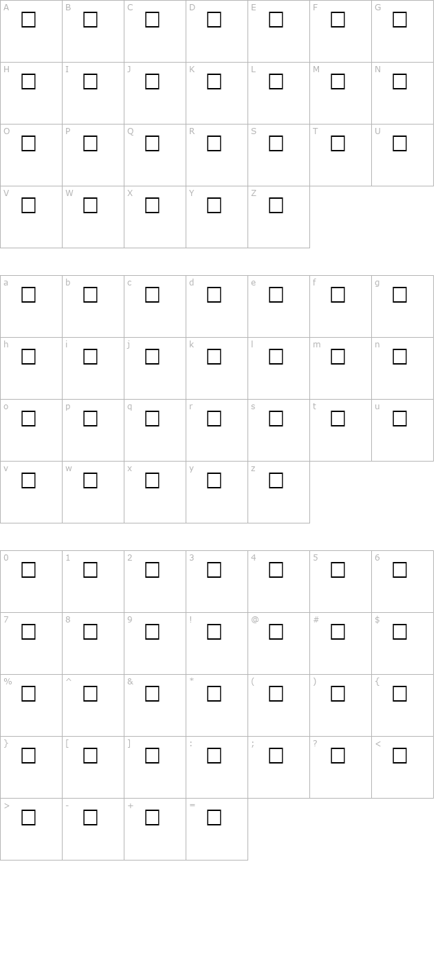 backscratch-regular character map