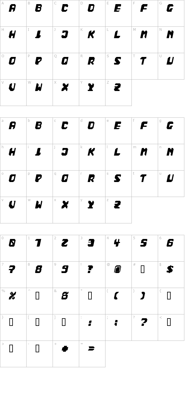 Bad Fag character map