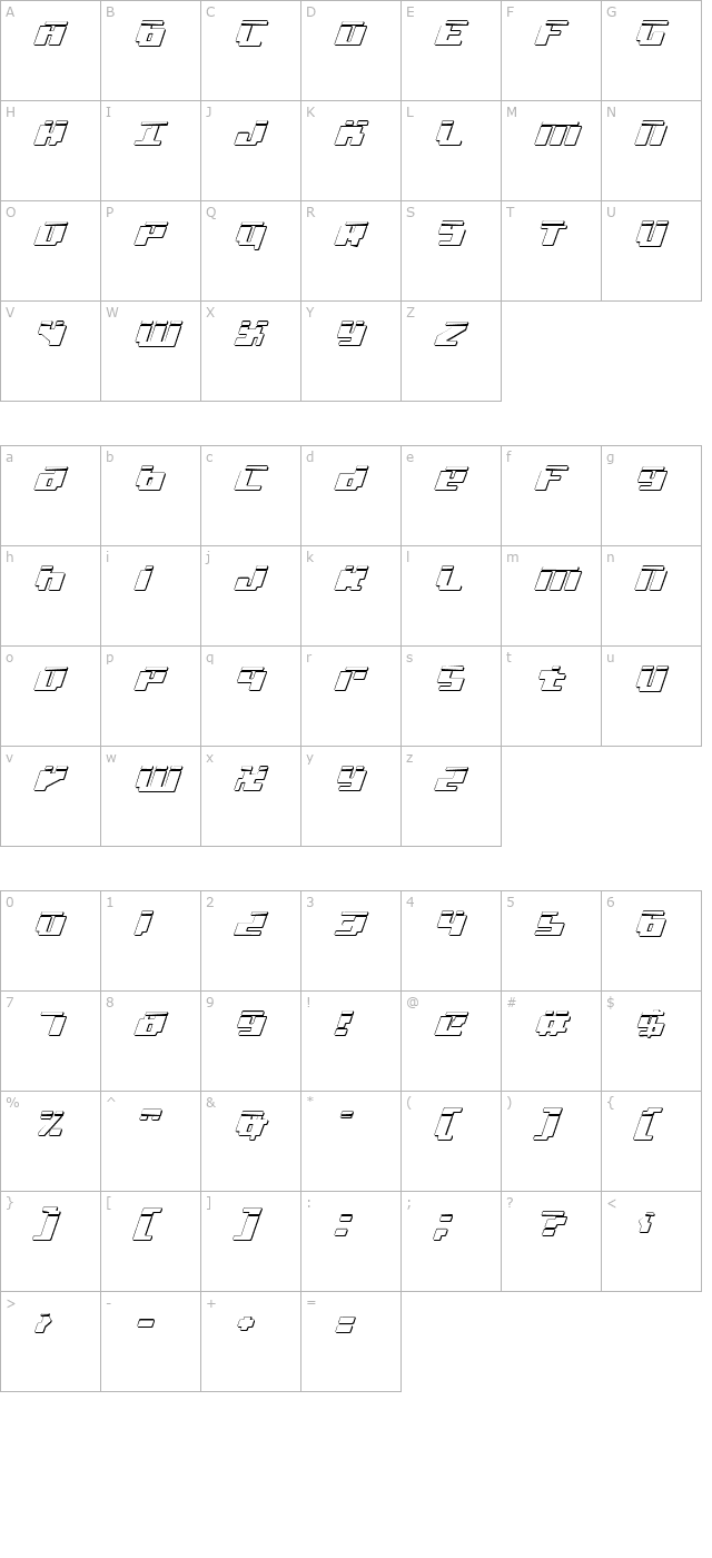 bad-robot-3d-laser-italic character map