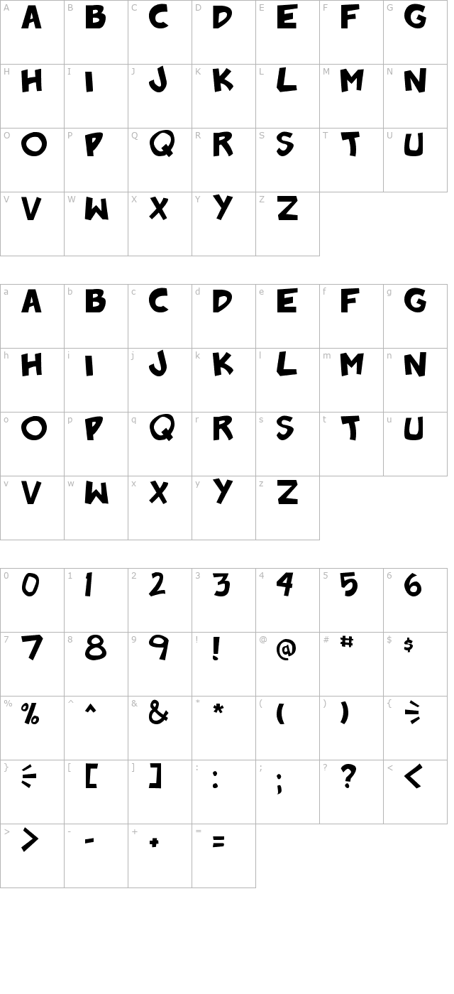 badonk-a-donk character map