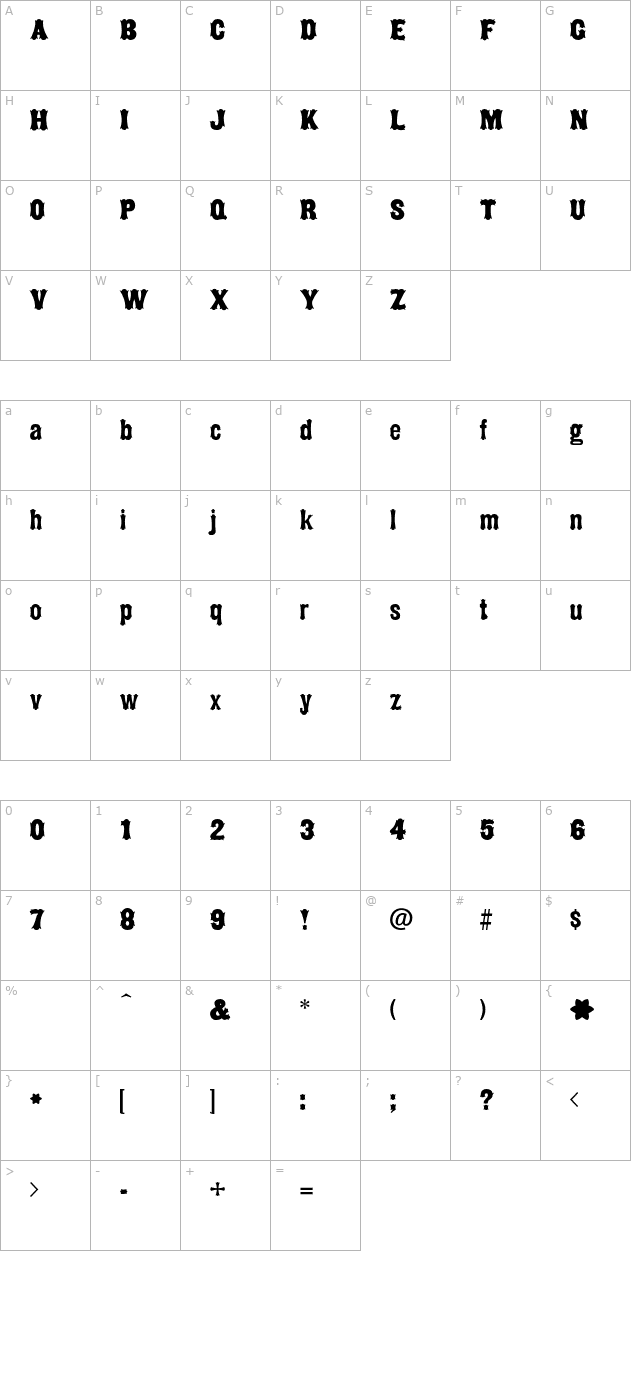 balderdash-regular-otf character map