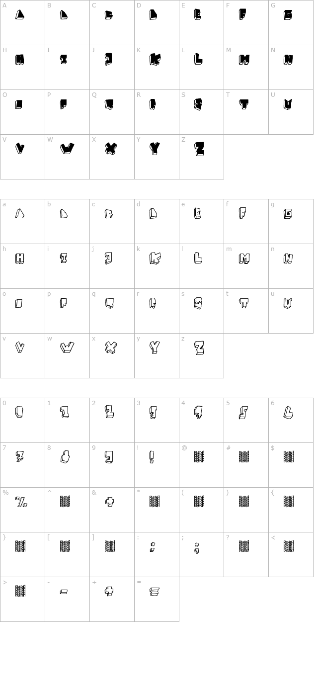 Balok-Balok Tak Sempurna character map