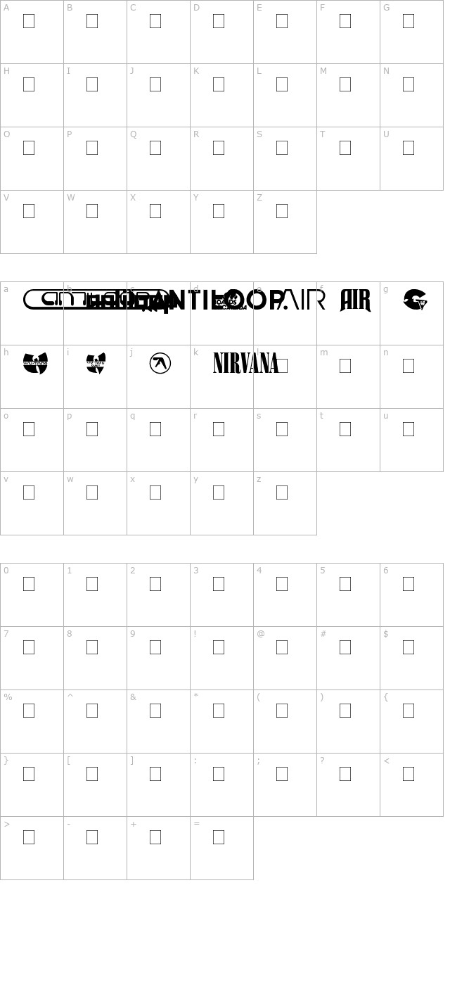 bands-artists character map