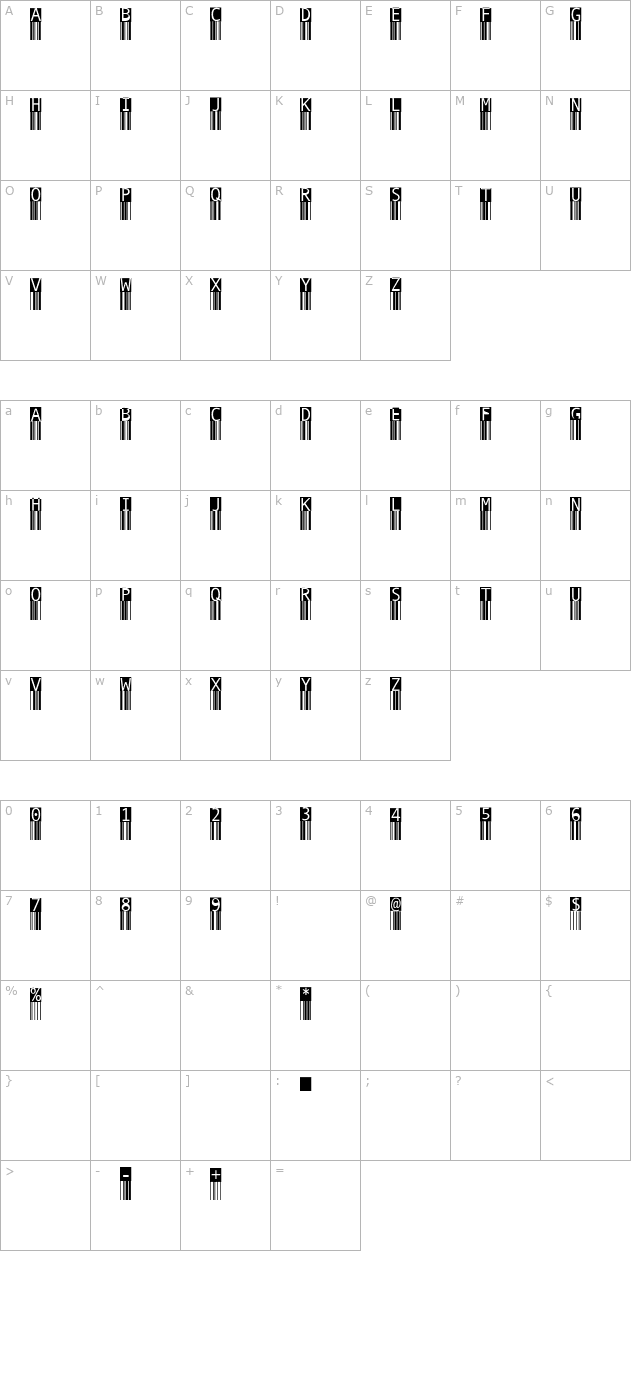 BarMKode-Inverse character map