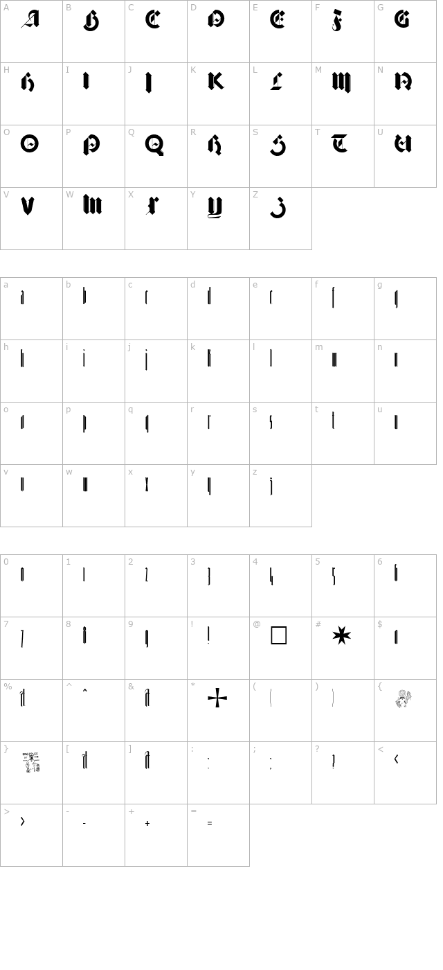 Barnbrook Regular character map