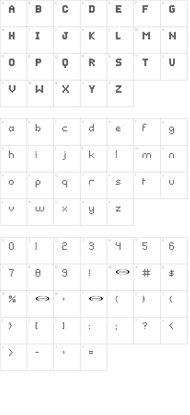 Bazaronite character map