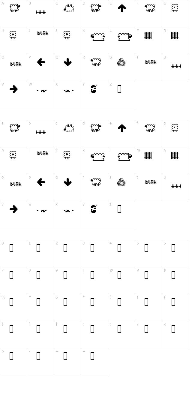 BD Flossy character map