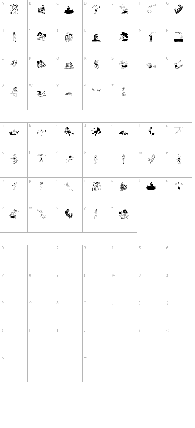 Beach Bats character map